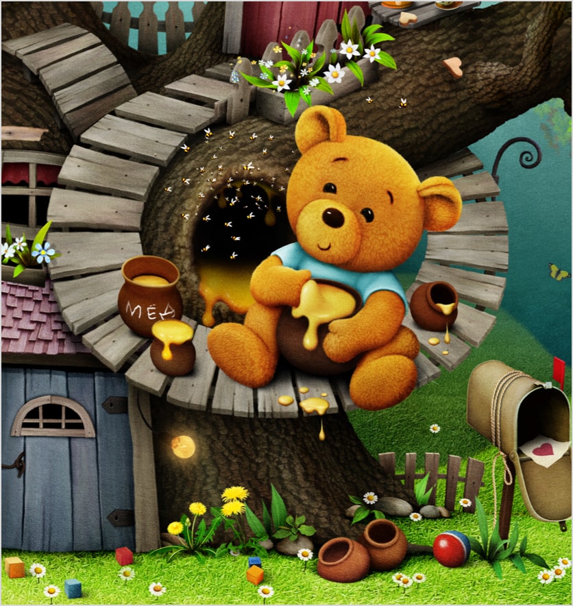 Winnie-the-Pooh with honey pot