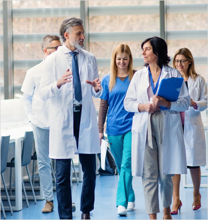 Group of researchers walking