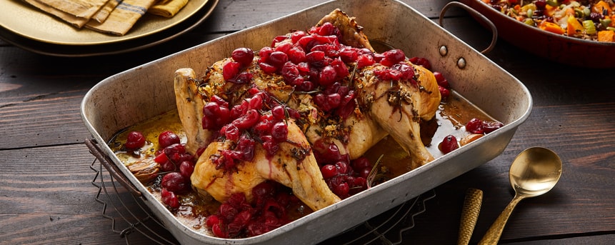 Garlic, Rosemary and Cranberry Roast Chicken