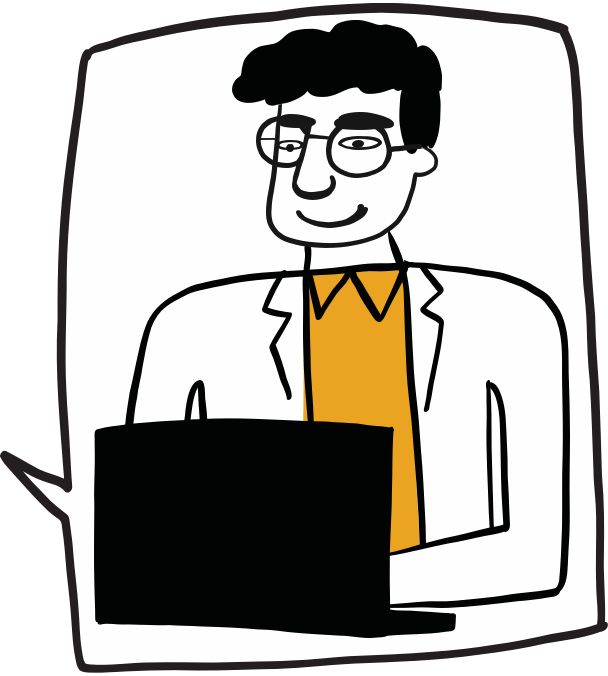 Illustration of man using laptop