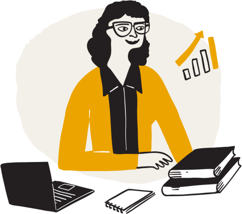 Illustration of woman working at desk