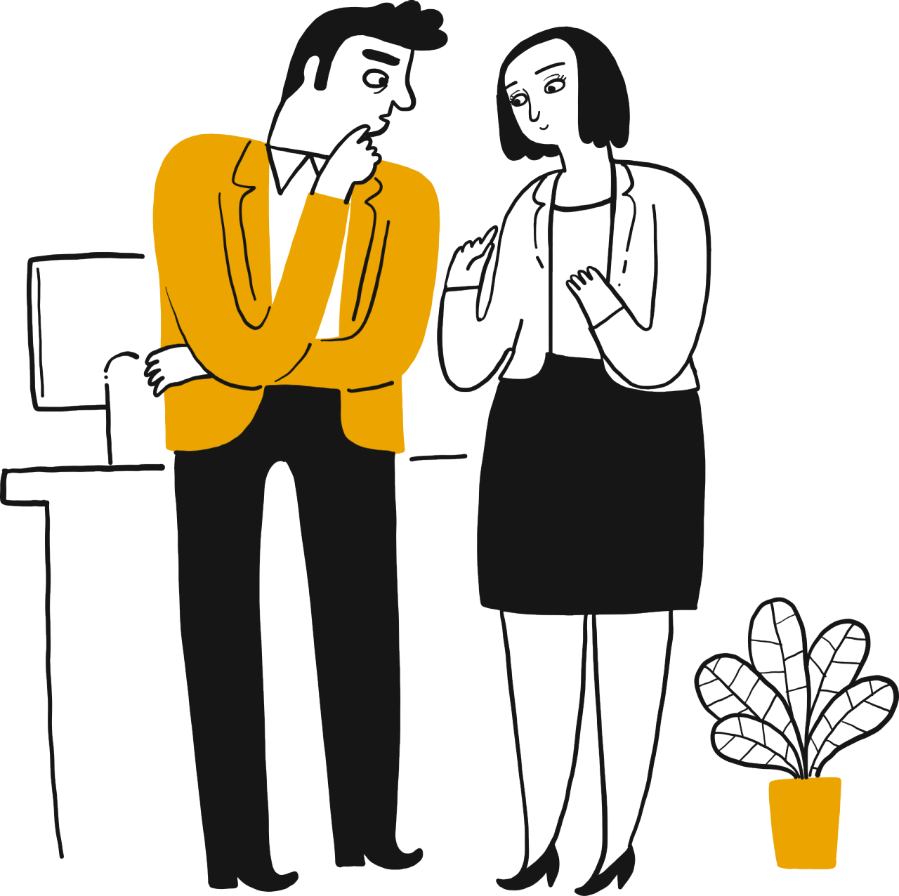 Illustration of two people talking
