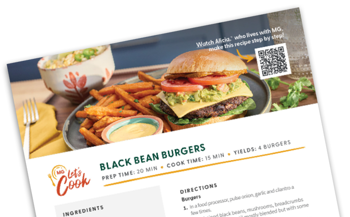 Download the black bean burgers recipe card and reference it whenever you want!