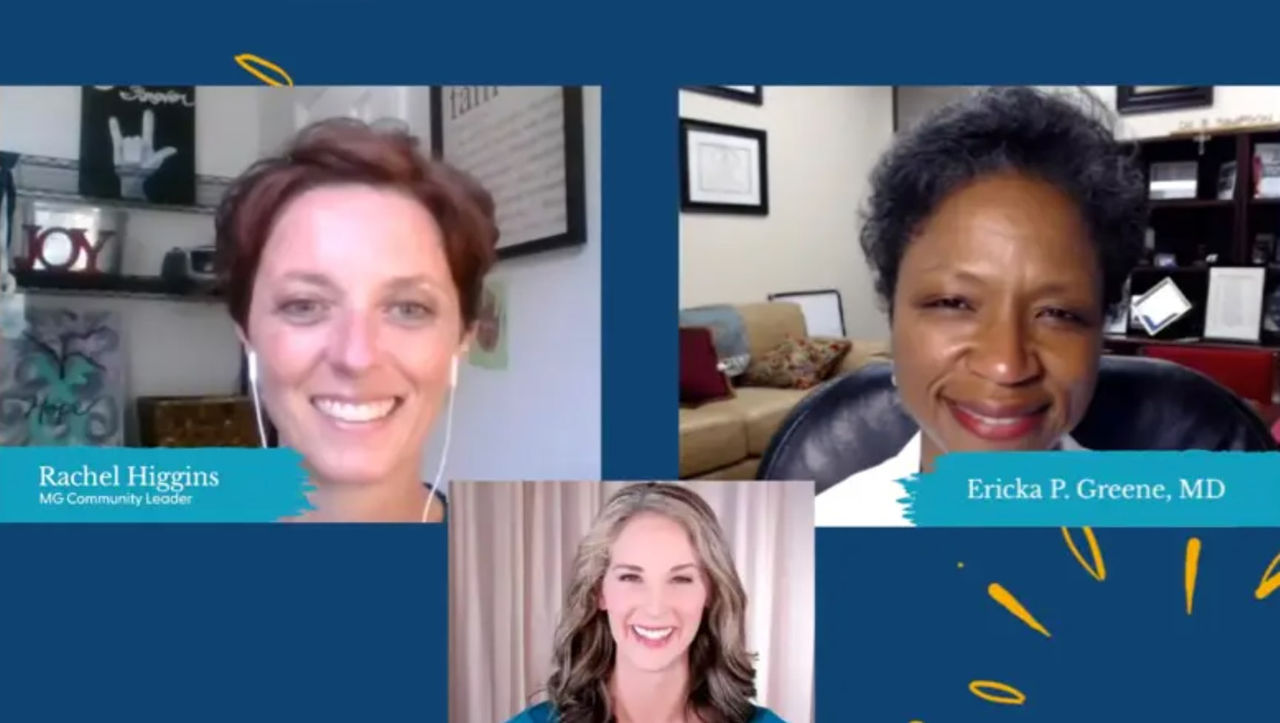MG support group leader Rachel Higgins and Dr Ericka P. Greene